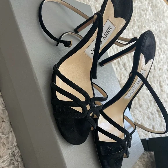 サンダル・ミュール JIMMY CHOO BLACK LEATHER SANDALS HAWKE70CIE_000034_SIDE_vg394__